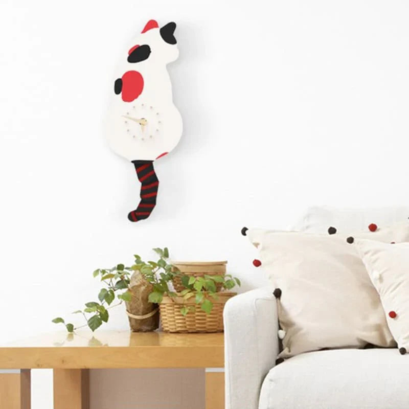 FelineTime - Kat met Kwispelende Staart - Unieke Wandklok-Wall Clocks-De Bazelaar