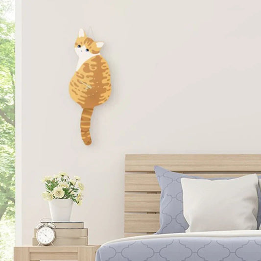 FelineTime - Kat met Kwispelende Staart - Unieke Wandklok-Wall Clocks-De Bazelaar