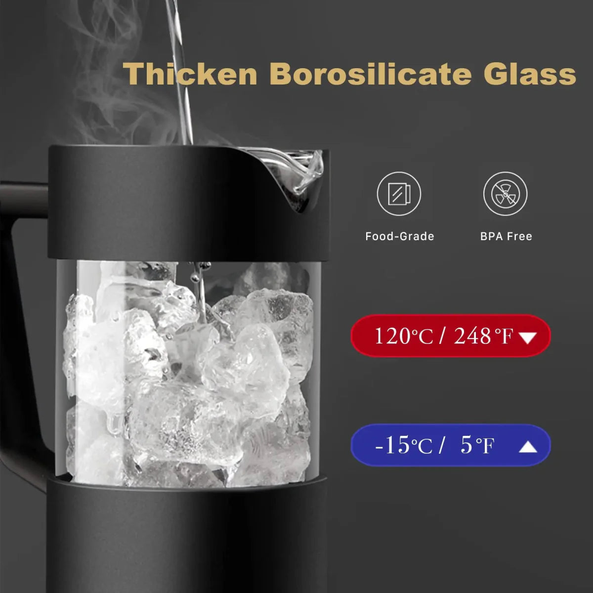Franse Pers Koffiezetter - Borosilicaatglas - Perfecte Smaak - Duurzaam Ontwerp-Coffee & Tea-De Bazelaar