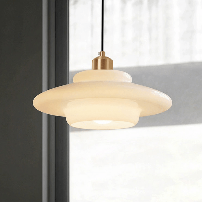 Elegante Hanglamp met Wit Glazen Scherm-light decor-De Bazelaar