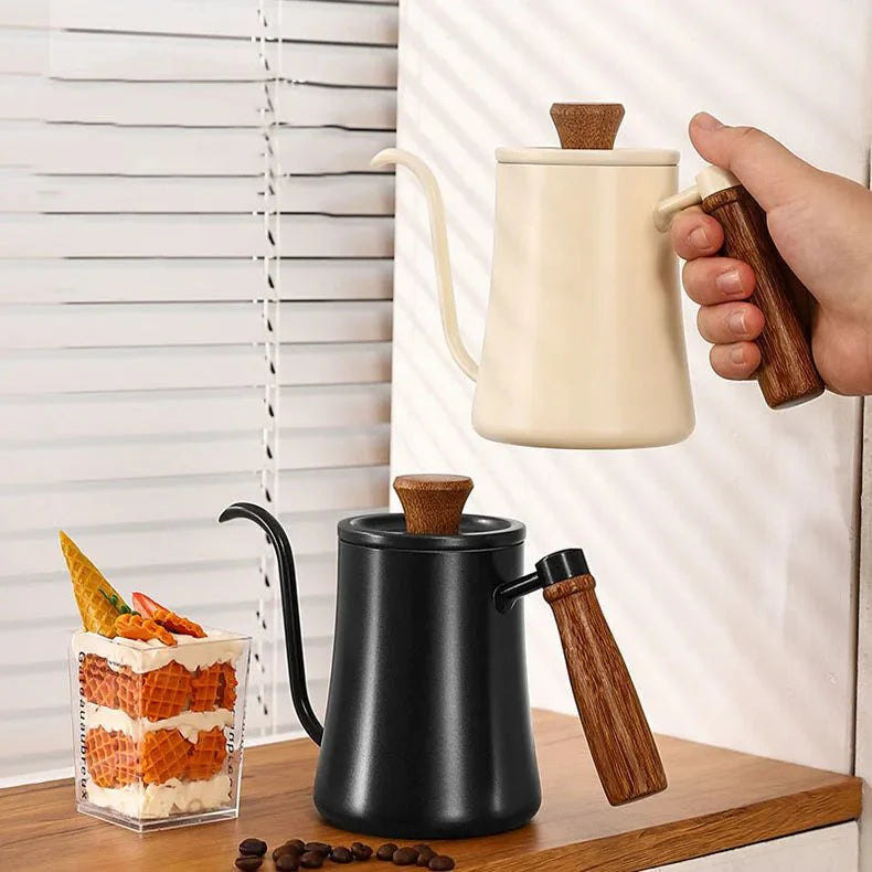 Gooseneck Kettle - Houten Handvat - Perfect voor Precisie Brouwen-Coffee & Tea-De Bazelaar