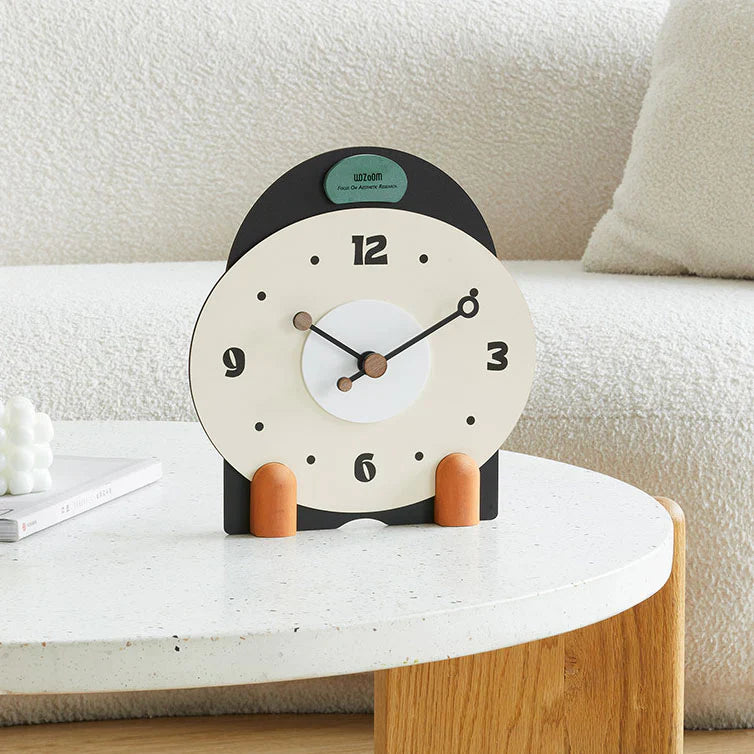 Bergen Houten Stille Bureauklok - Groen & Oranje - Uniek Design-Wall Clocks-De Bazelaar