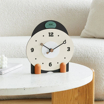 Bergen Houten Stille Bureauklok - Groen & Oranje - Uniek Design-Wall Clocks-De Bazelaar