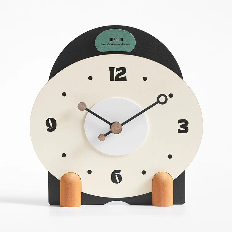 Bergen Houten Stille Bureauklok - Groen & Oranje - Uniek Design-Wall Clocks-De Bazelaar