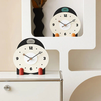 Bergen Houten Stille Bureauklok - Groen & Oranje - Uniek Design-Wall Clocks-De Bazelaar