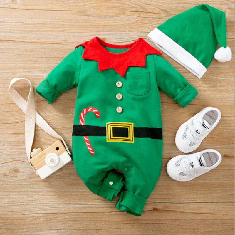 Baby's Eerste Kerstmis Outfit - Santa & Elf Romper (0-18M)-Toys-De Bazelaar