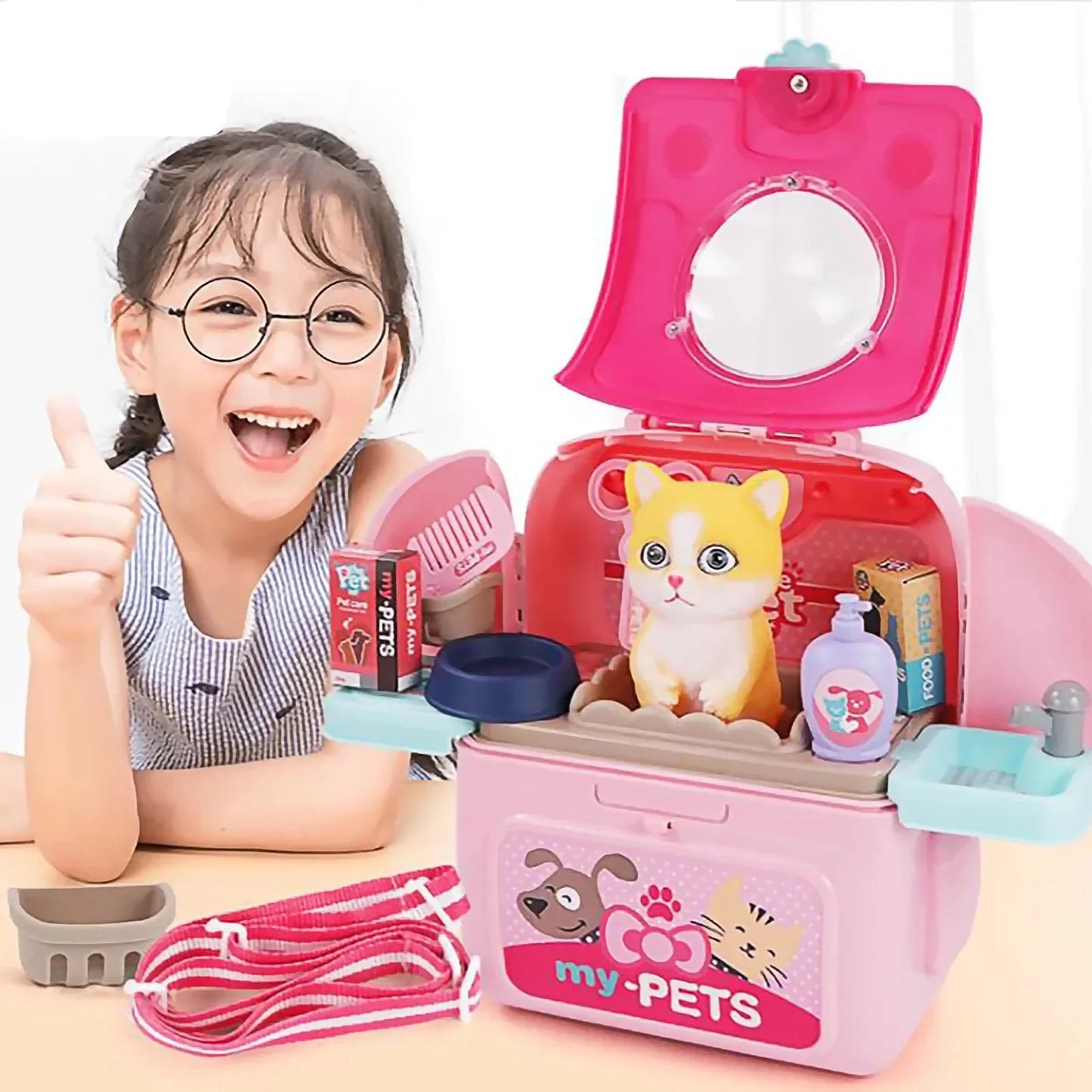 Pet Paradise - Draagbare Dierenverzorgingsset - Voor Kinderen - Speel en Leer-Toys-De Bazelaar