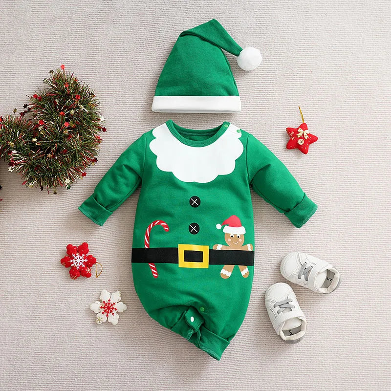 Baby's Eerste Kerstmis Outfit - Santa & Elf Romper (0-18M)-Toys-De Bazelaar