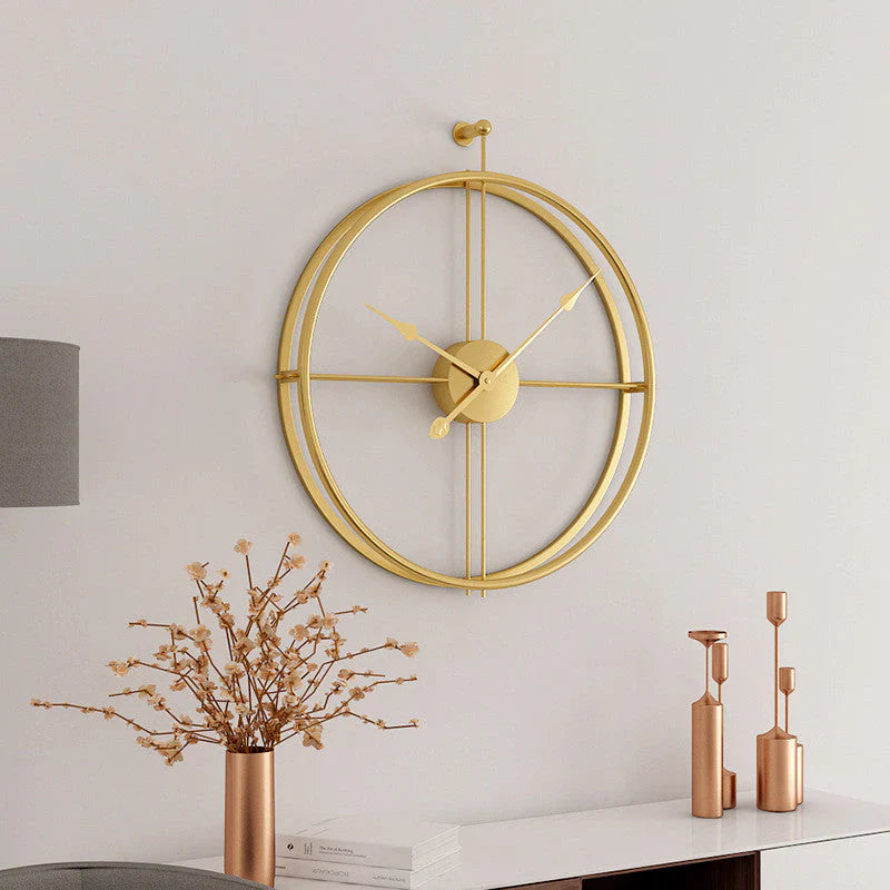 IronClock Gold - Minimalistische Grote Metalen Wandklok - Stijlvol - Tijdloos - Perfecte Decoratie-Wall Clocks-De Bazelaar