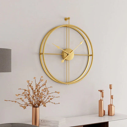 IronClock Gold - Minimalistische Grote Metalen Wandklok - Stijlvol - Tijdloos - Perfecte Decoratie-Wall Clocks-De Bazelaar