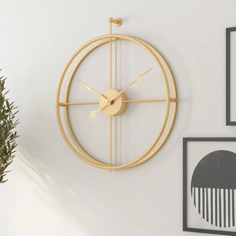 IronClock Gold - Minimalistische Grote Metalen Wandklok - Stijlvol - Tijdloos - Perfecte Decoratie-Wall Clocks-De Bazelaar