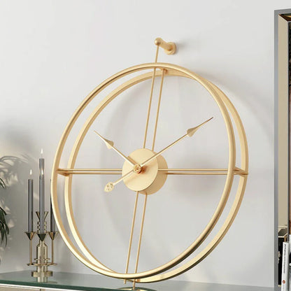 IronClock Gold - Minimalistische Grote Metalen Wandklok - Stijlvol - Tijdloos - Perfecte Decoratie-Wall Clocks-De Bazelaar