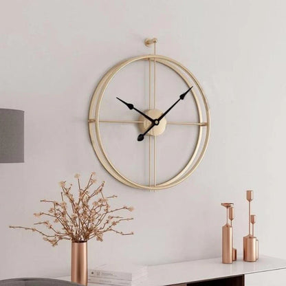 IronClock Gold - Minimalistische Grote Metalen Wandklok - Stijlvol - Tijdloos - Perfecte Decoratie-Wall Clocks-De Bazelaar