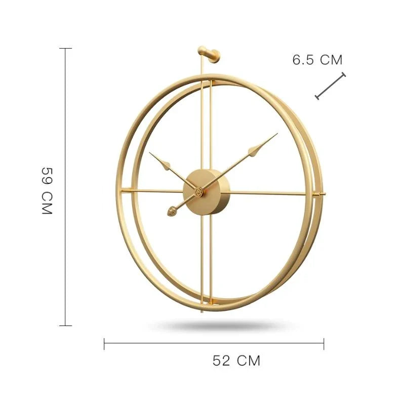 IronClock Gold - Minimalistische Grote Metalen Wandklok - Stijlvol - Tijdloos - Perfecte Decoratie-Wall Clocks-De Bazelaar