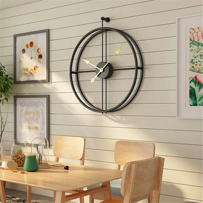 IronClock Zwart - Minimalistische Grote Metalen Wandklok - Stijlvol en Tijdloos-Wall Clocks-De Bazelaar