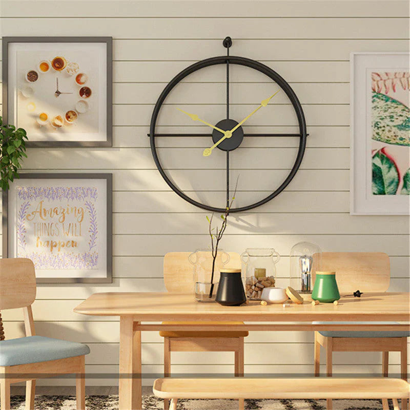 IronClock Zwart - Minimalistische Grote Metalen Wandklok - Stijlvol en Tijdloos-Wall Clocks-De Bazelaar