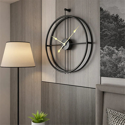 IronClock Zwart - Minimalistische Grote Metalen Wandklok - Stijlvol en Tijdloos-Wall Clocks-De Bazelaar