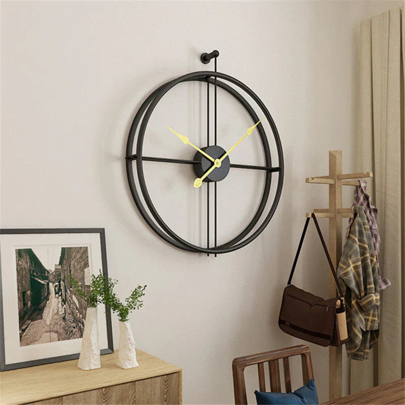 IronClock Zwart - Minimalistische Grote Metalen Wandklok - Stijlvol en Tijdloos-Wall Clocks-De Bazelaar