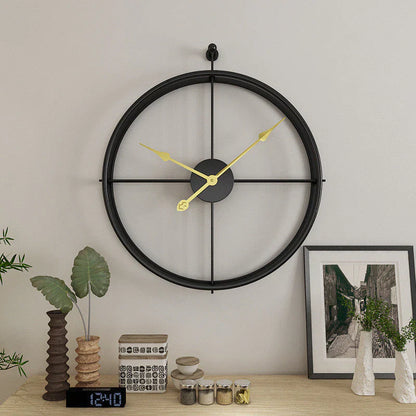 IronClock Zwart - Minimalistische Grote Metalen Wandklok - Stijlvol en Tijdloos-Wall Clocks-De Bazelaar