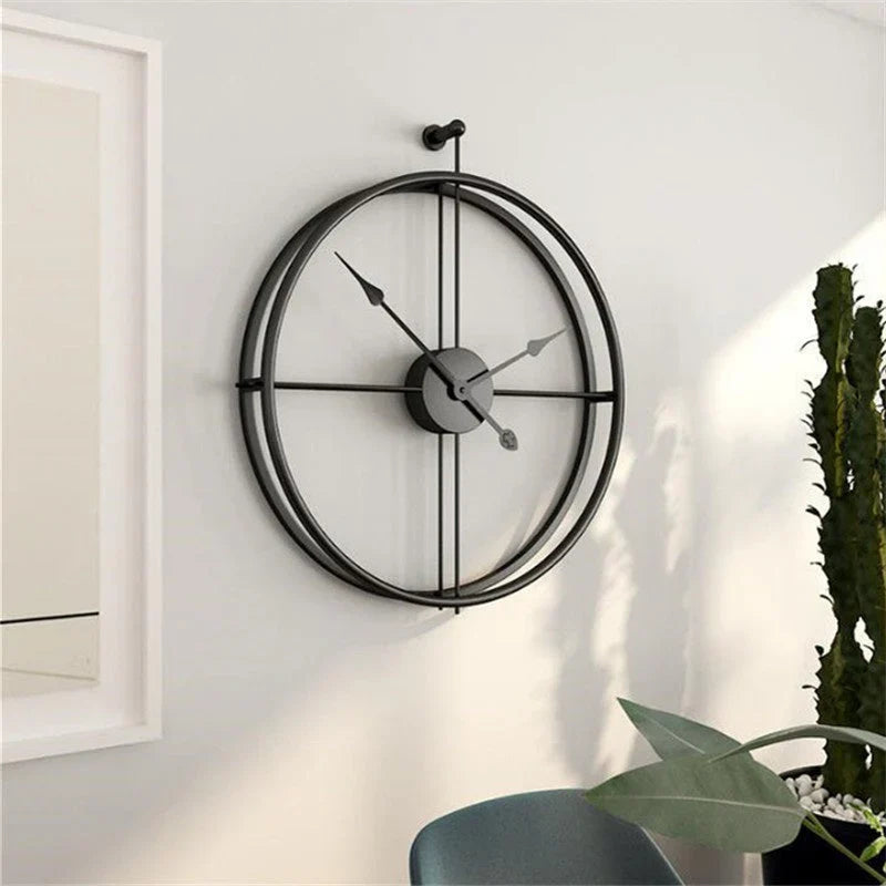 IronClock Zwart - Minimalistische Grote Metalen Wandklok - Stijlvol en Tijdloos-Wall Clocks-De Bazelaar
