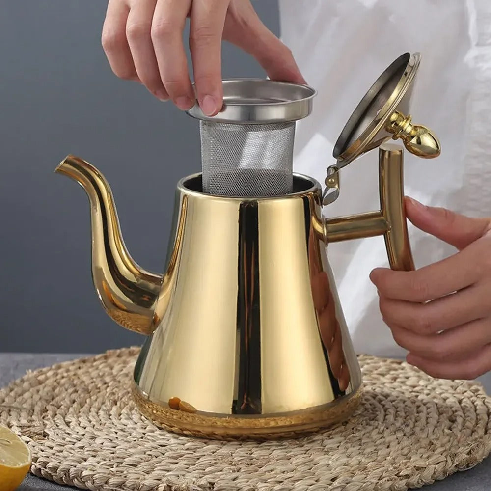 RVS Kettle - Ingebouwd Filter - Perfecte Thee en Koffie-Coffee & Tea-De Bazelaar