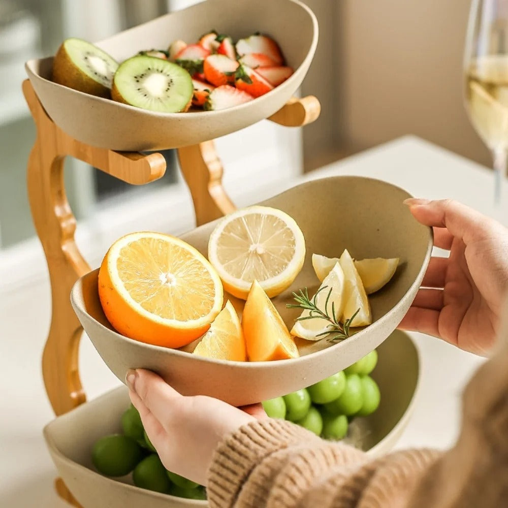 Moderne Bamboe Fruitmand - 2 tot 3 Niveaus - Stijlvol en Ruimtebesparend-Tableware & Dining Accessories-De Bazelaar