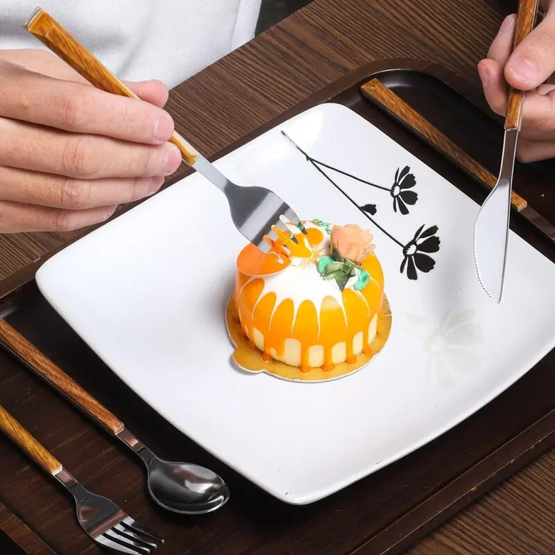 RVS Bestekset - Houten Handvat - Duurzaam & Stijlvol-Cutlery Sets-De Bazelaar