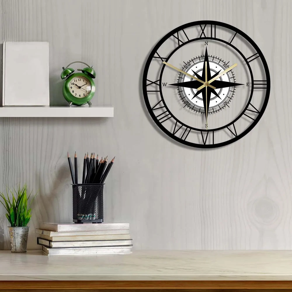Nautische Kompas Wandklok - Luxe Ontwerp & Precisie Vakmanschap-Wall Clocks-De Bazelaar