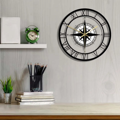 Nautische Kompas Wandklok - Luxe Ontwerp & Precisie Vakmanschap-Wall Clocks-De Bazelaar