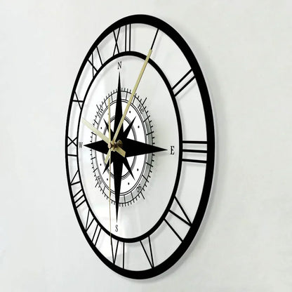 Nautische Kompas Wandklok - Luxe Ontwerp & Precisie Vakmanschap-Wall Clocks-De Bazelaar