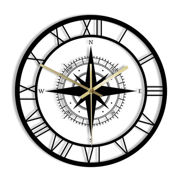 Nautische Kompas Wandklok - Luxe Ontwerp & Precisie Vakmanschap-Wall Clocks-De Bazelaar