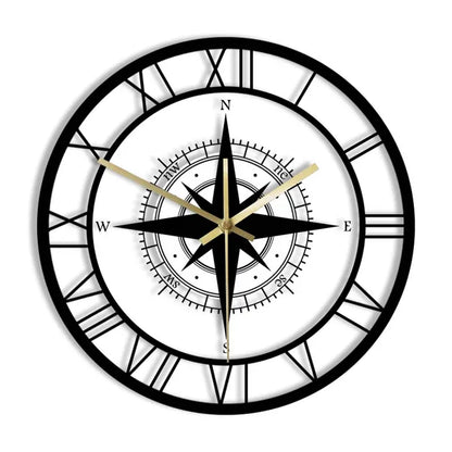 Nautische Kompas Wandklok - Luxe Ontwerp & Precisie Vakmanschap-Wall Clocks-De Bazelaar