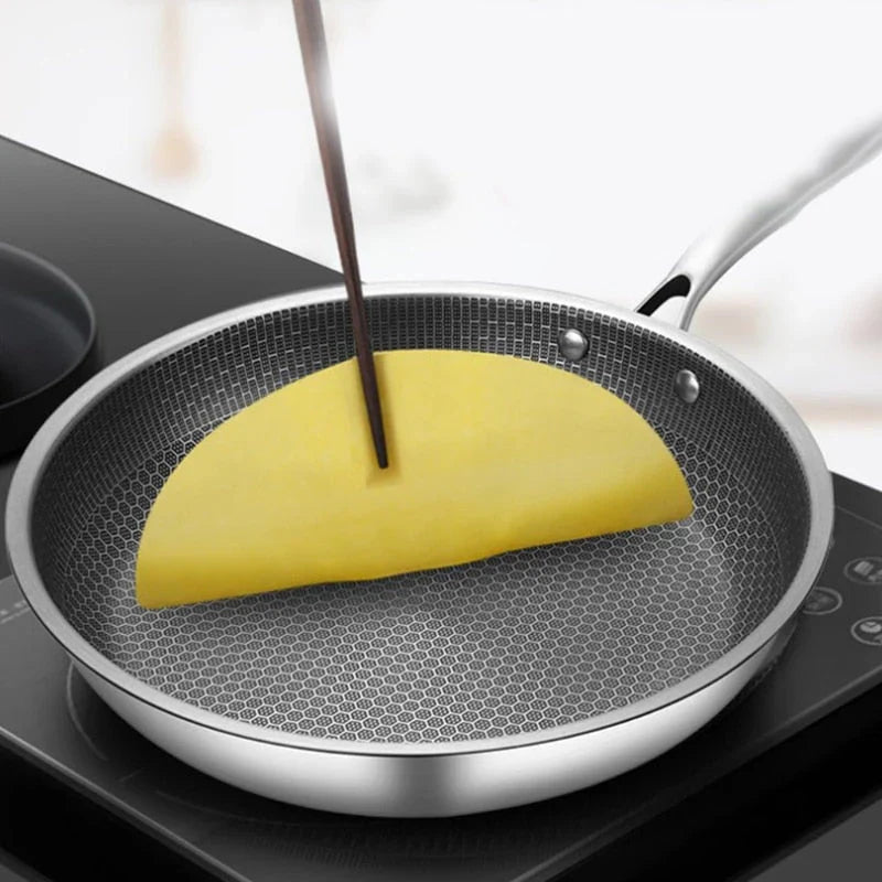 Anti-aanbak RVS Koekenpan - Duurzaam - Gezond Koken - Perfecte Warmteverdeling-Cookware-De Bazelaar