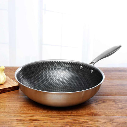 Anti-aanbak RVS Koekenpan - Duurzaam - Gezond Koken - Perfecte Warmteverdeling-Cookware-De Bazelaar
