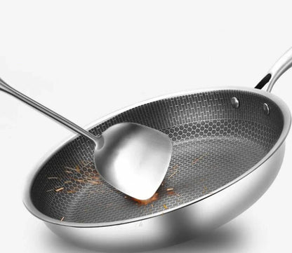 Anti-aanbak RVS Koekenpan - Duurzaam - Gezond Koken - Perfecte Warmteverdeling-Cookware-De Bazelaar
