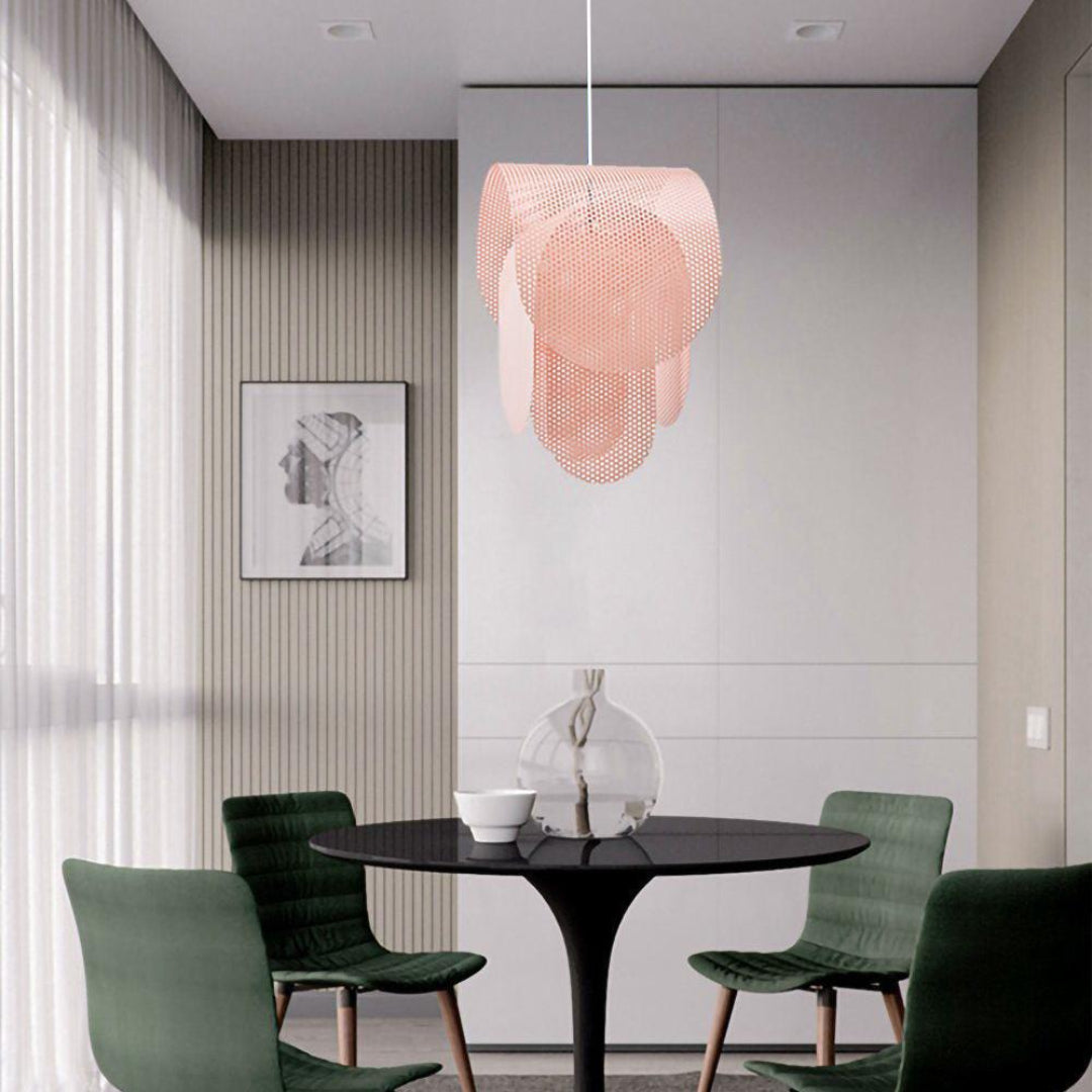 Geperforeerde metalen hanglamp in elegante rosé afwerking