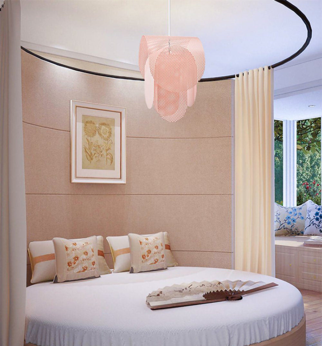 Geperforeerde metalen hanglamp in elegante rosé afwerking