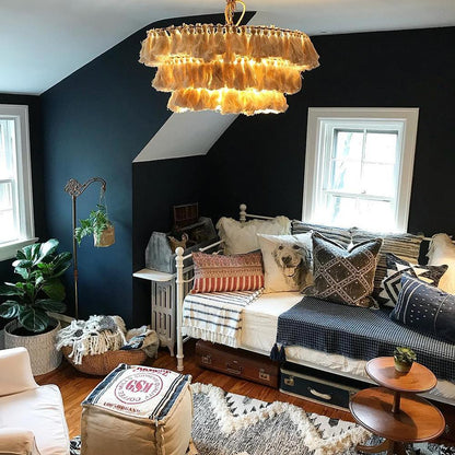 Boheemse Hanglamp met Stoffen Franje-light decor-De Bazelaar