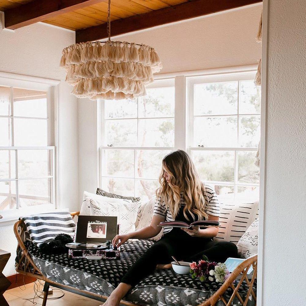 Boheemse Hanglamp met Stoffen Franje-light decor-De Bazelaar