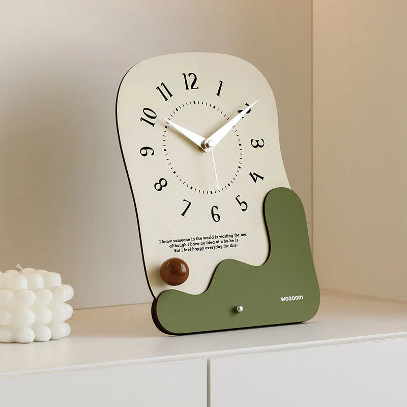 Stille Houten Bureau- en Wandklok - Modern Minimalistisch Design-Wall Clocks-De Bazelaar
