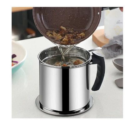 RVS Oliefilterpot - Duurzame Zeef - Efficiënt en Milieuvriendelijk-Cookware-De Bazelaar