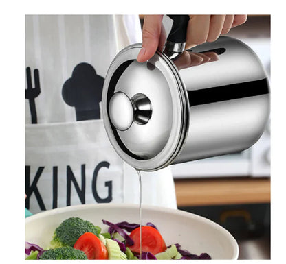 RVS Oliefilterpot - Duurzame Zeef - Efficiënt en Milieuvriendelijk-Cookware-De Bazelaar