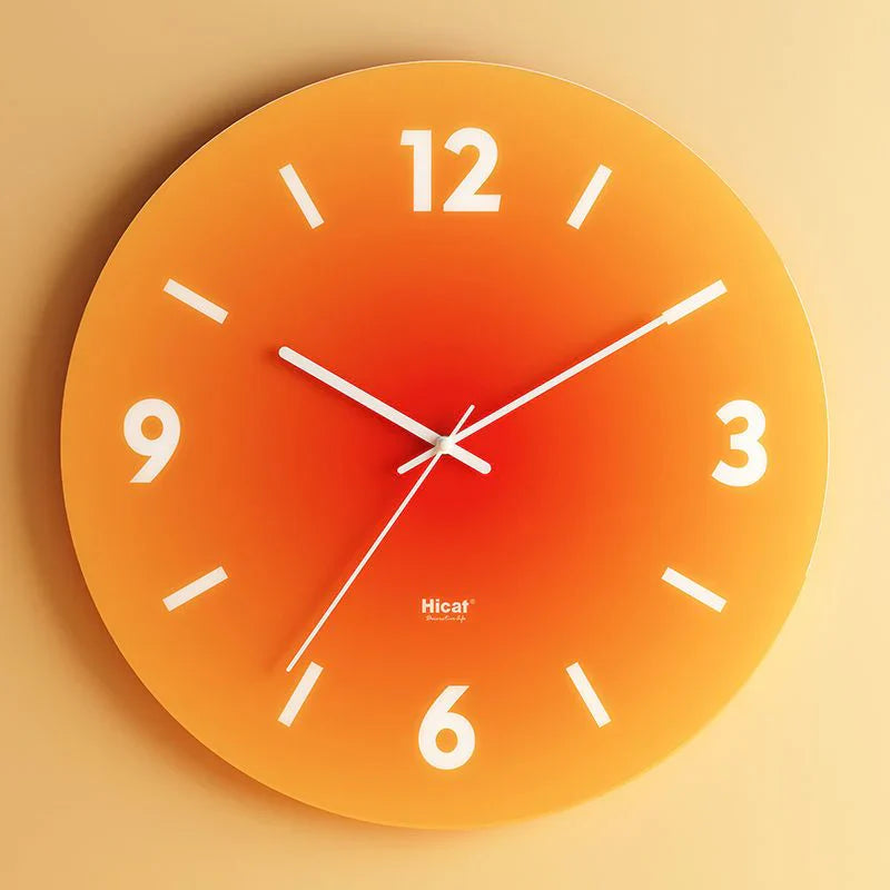 SunAura - Luxe Glazen Wandklok - Zonsondergang Inspiratie - Uniek Design-Wall Clocks-De Bazelaar
