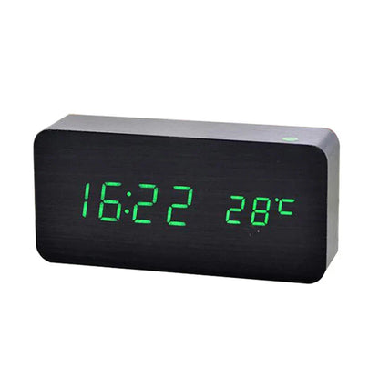 TimberTime - Natuurlijke Houten LED Klok - Uniek Design - Digitale Alarmfunctie-Wall Clocks-De Bazelaar