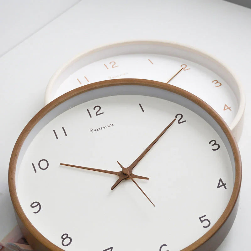 TimelessWood - Minimalistische Massief Houten Wandklok - Uniek Ontwerp-Wall Clocks-De Bazelaar