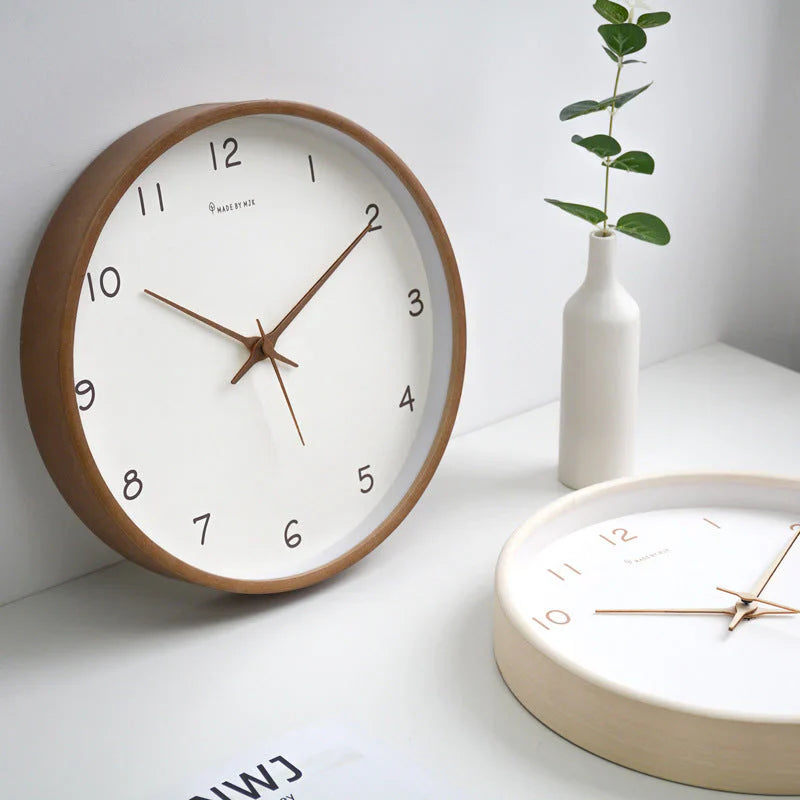 TimelessWood - Minimalistische Massief Houten Wandklok - Uniek Ontwerp-Wall Clocks-De Bazelaar