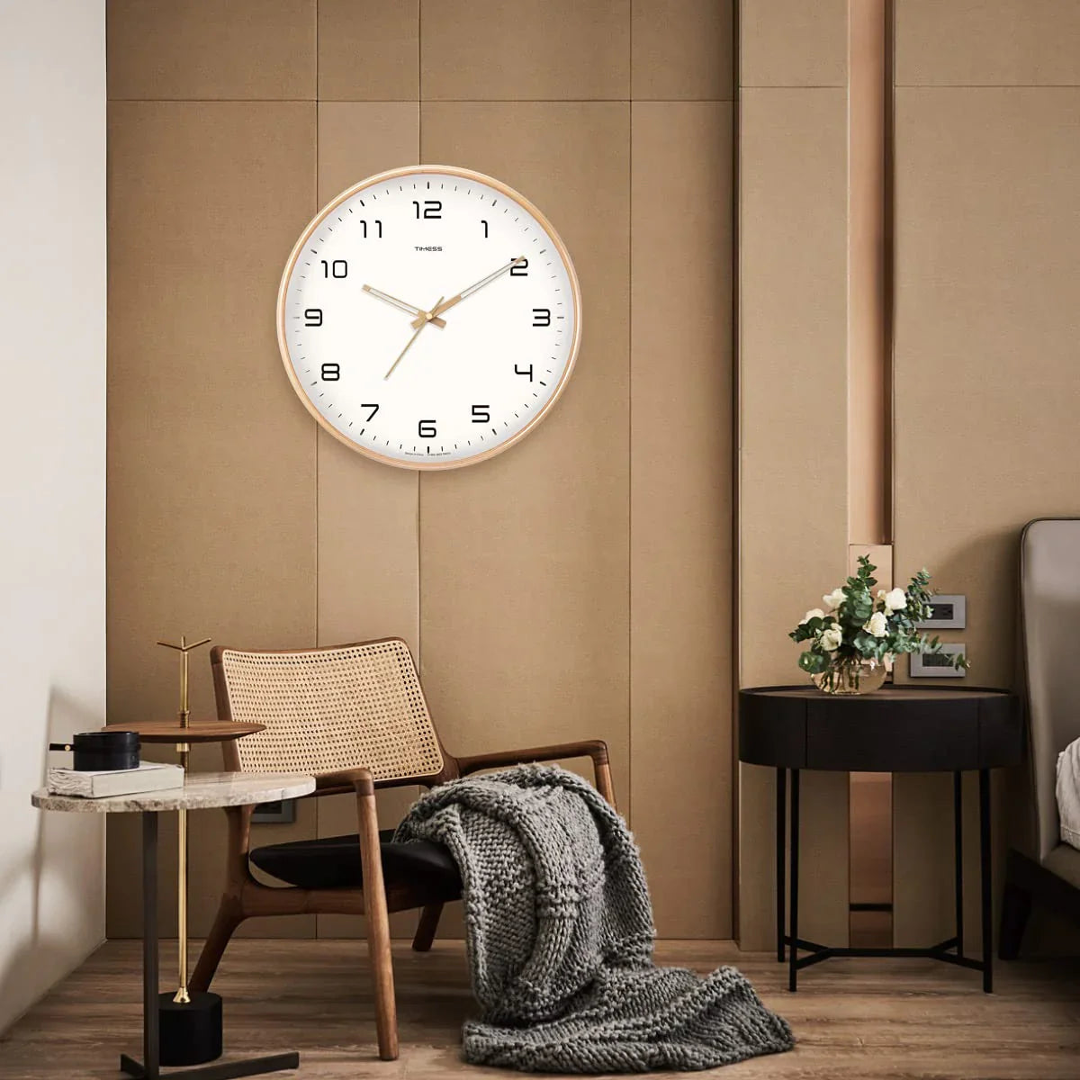 TimelessWood - Minimalistische Massief Houten Wandklok - Uniek Ontwerp-Wall Clocks-De Bazelaar