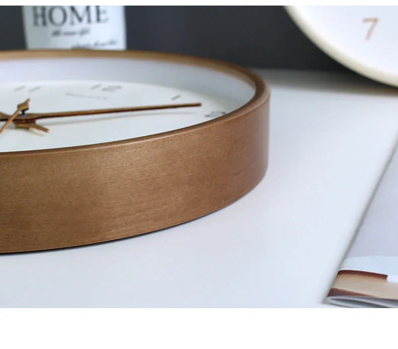TimelessWood - Minimalistische Massief Houten Wandklok - Uniek Ontwerp-Wall Clocks-De Bazelaar