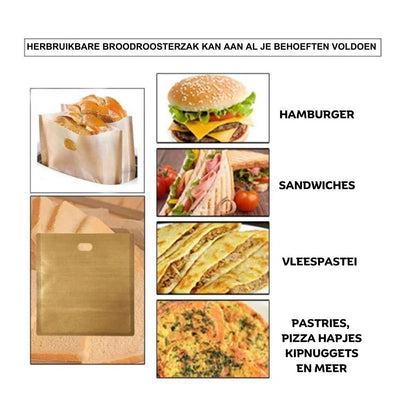 Toastzakjes | Antiaanbaklaag + Herbruikbaar - #Toastzakjes | Antiaanbaklaag + HerbruikbaarDe Bazelaar