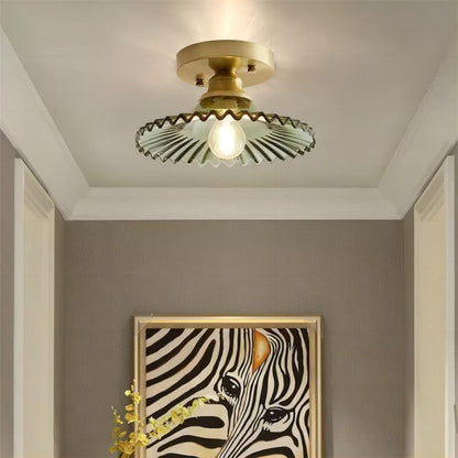 Vintage Plafondlamp van Ribbelglas-light decor-De Bazelaar